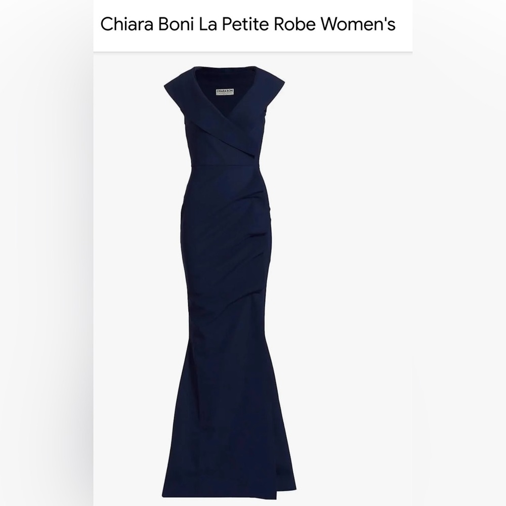 Chiara Boni La Petite Robe Off Shoulder Maxi Dress NWT 2 - NAVY BLUE